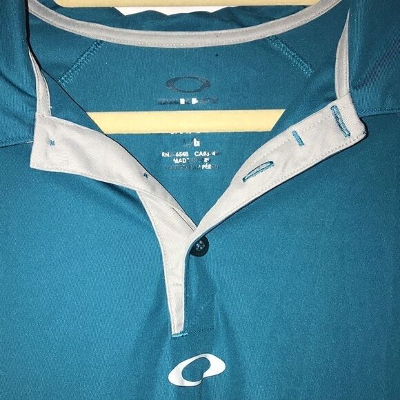 Oakley Men's Blue White Ohydrolics Collared Short Sleeve Polo Size Large - Picture 3 of 6